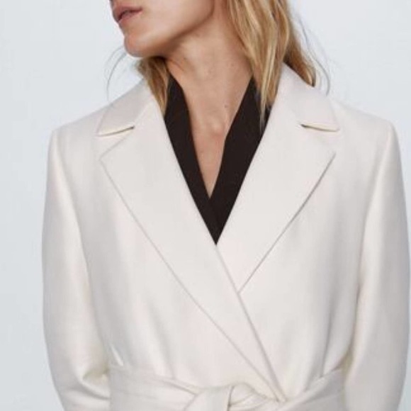 Zara Elegant White Wrap Women's Coat Warm Classic XXL - Picture 4 of 5